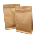 50 Pcs Kraft 8 Side Seal Stand Up Barrier Pouches, Zip Lock Bags, Heat-Sealable, Tear Notch, Gusseted Flat Bottom, Waterproof, Food Grade