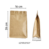 50 Pcs Kraft 8 Side Seal Stand Up Barrier Pouches, Zip Lock Bags, Heat-Sealable, Tear Notch, Gusseted Flat Bottom, Waterproof, Food Grade