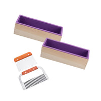 Soap Making Bundle with 2 Purple Rectangular Molds and 2 Cutters (Wavy and Straight)