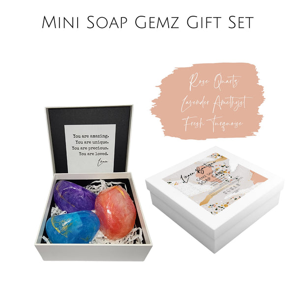 Soap Gemz Gift Box - Rose Quartz, Lavender Amethyst, Fresh Turquoise