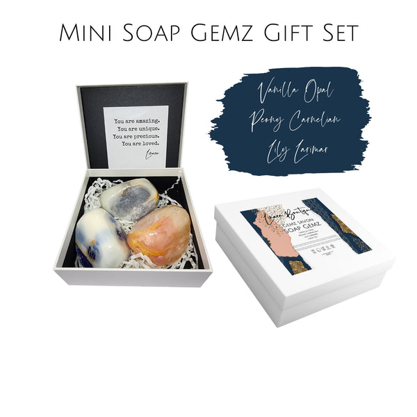 Soap Gemz Gift Box - Vanilla Opal, Peony Carnelian, Lily Larimar
