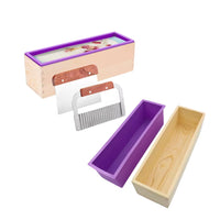 Soap Making Bundle with 2 Purple Rectangular Molds and 2 Cutters (Wavy and Straight)