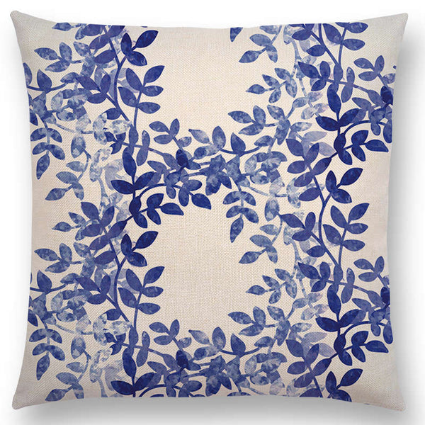 Blue Foliage Decor Cushion