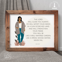 Isaiah 58:11│Modern Minimalist Christian Art Print | Diverse Women and Scripture | Christian Home Décor | Bible Quote | Instant Digital Download