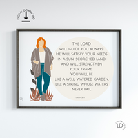 Isaiah 58:11│Modern Minimalist Christian Art Print | Diverse Women and Scripture | Christian Home Décor | Bible Quote | Instant Digital Download
