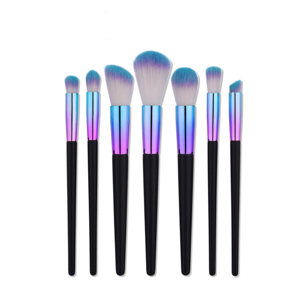 Linara Boutique 7 Piece Blue Purple Ombre Professional Cosmetic Brush Set