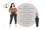 Isaiah 12:2│Modern Minimalist Christian Art Print | Diverse Women and Scripture | Christian Home Décor | Bible Quote | Instant Digital Download